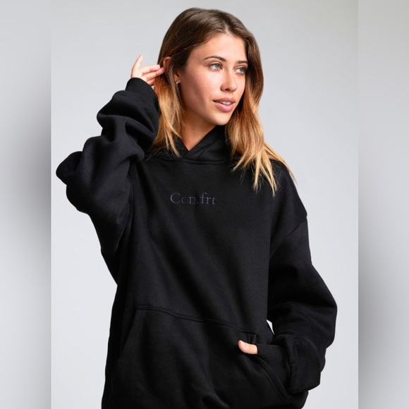 NIB Comfrt Signature Fit Hoodie Onyx Black Size XL Unisex - Picture 2 of 7